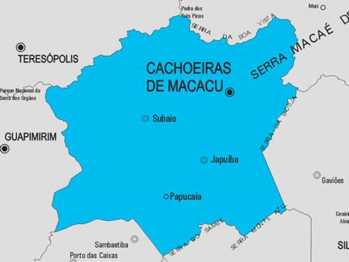 Karta över Cachoeiras de Macacu kommun