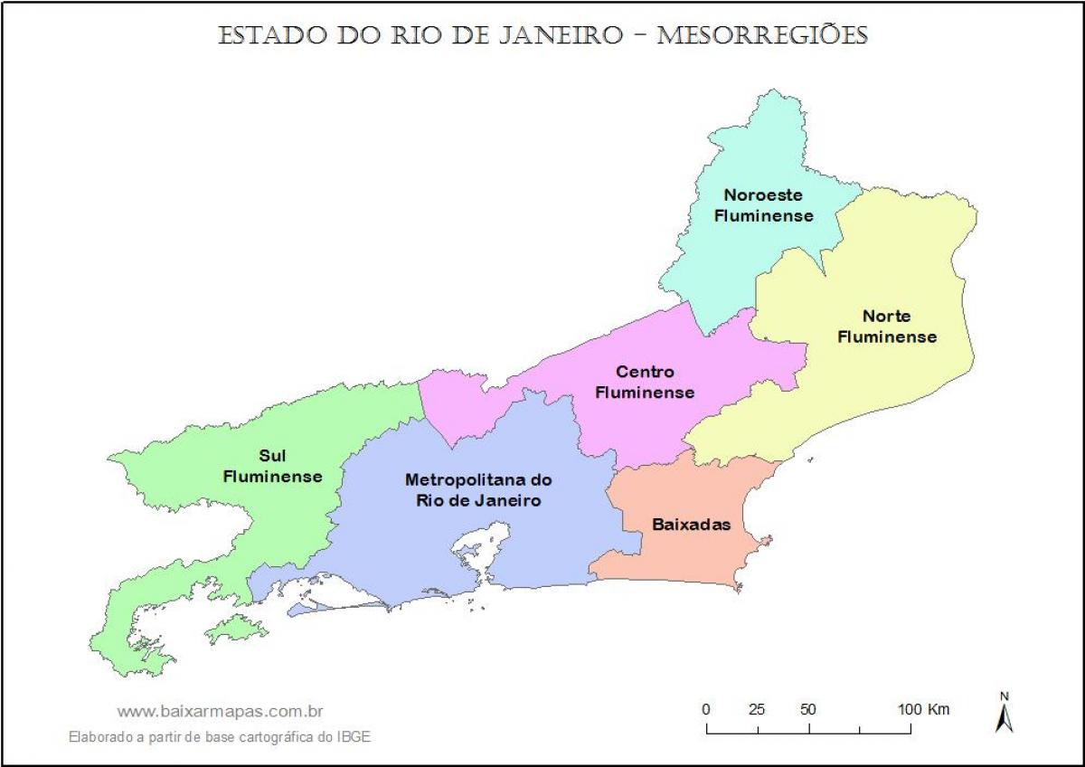 Karta över mesoregions Rio de Janeiro