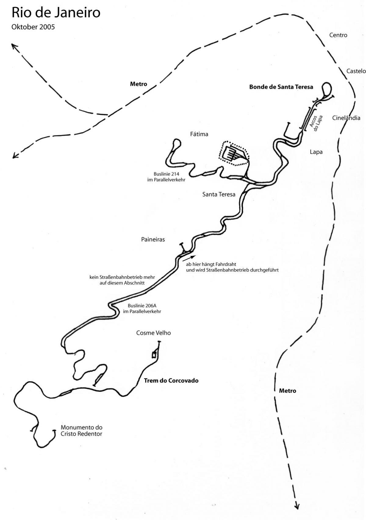 Karta över Santa Teresa tram