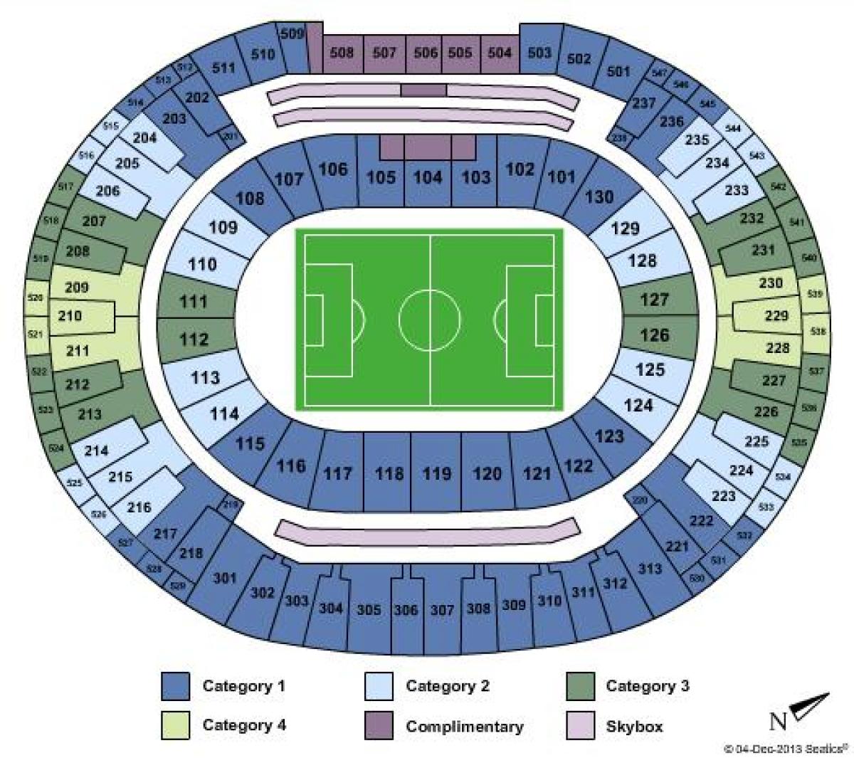 Karta över stadion Maracanã sièges