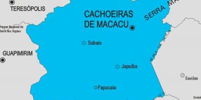 Karta över Cachoeiras de Macacu kommun