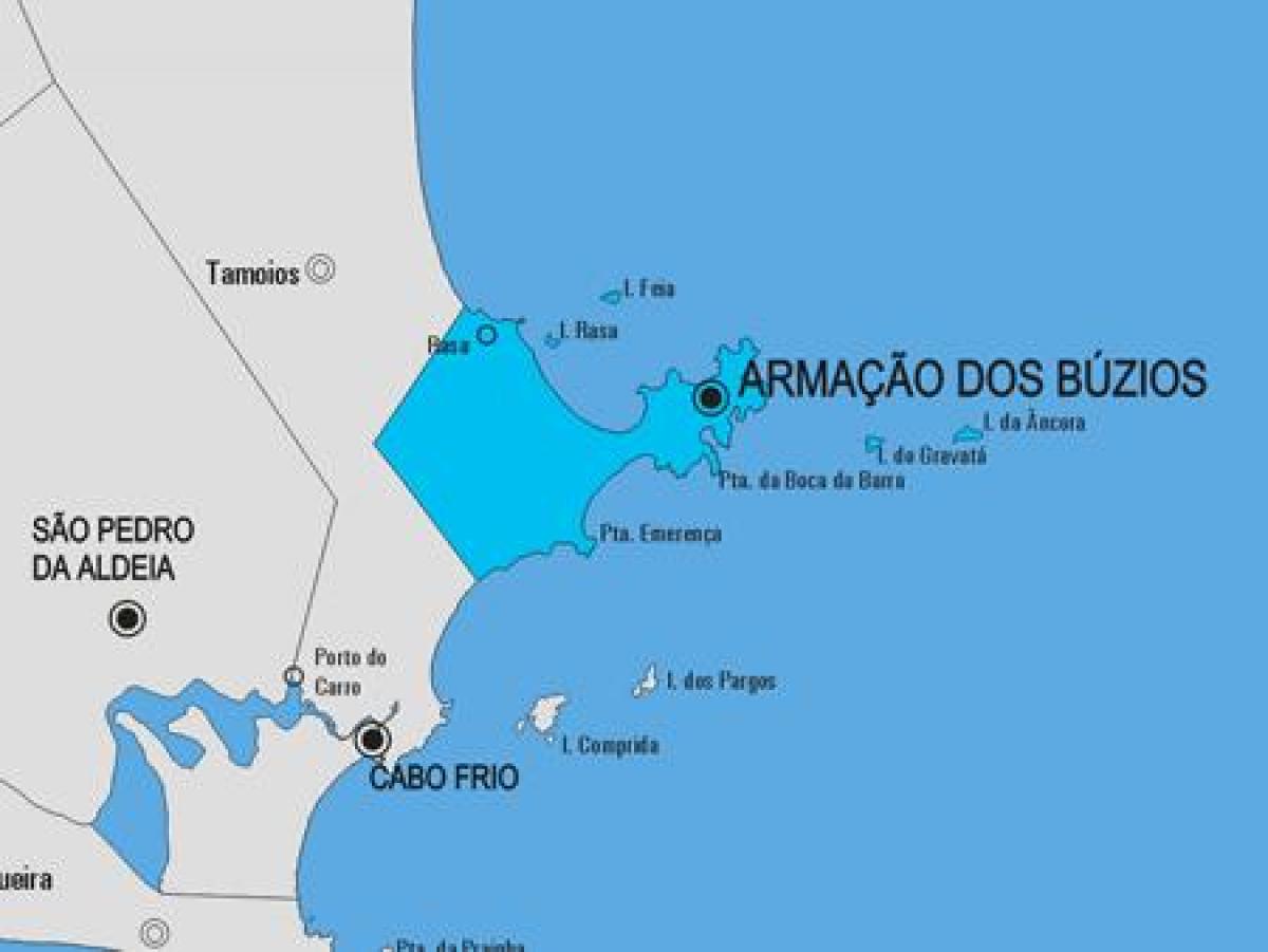 Kartan över Armação dos Búzios kommun