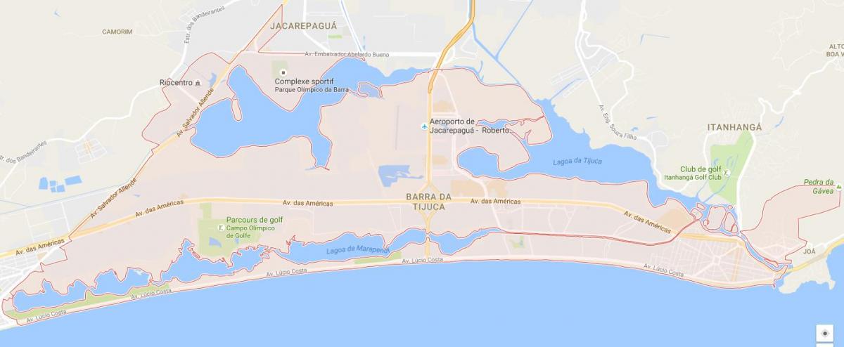 Karta över stadsdelen Barra da Tijuca