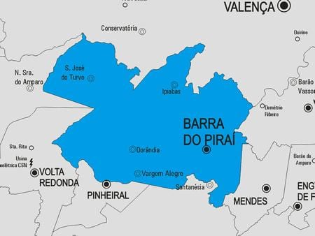 Karta över Barra do Piraí kommun