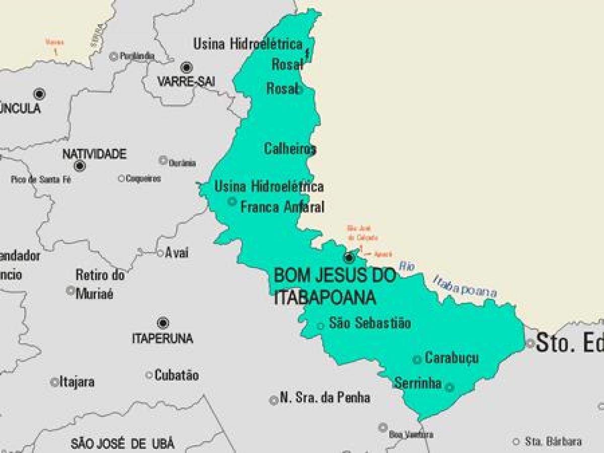 Karta över Bom Jesus do Itabapoana kommun