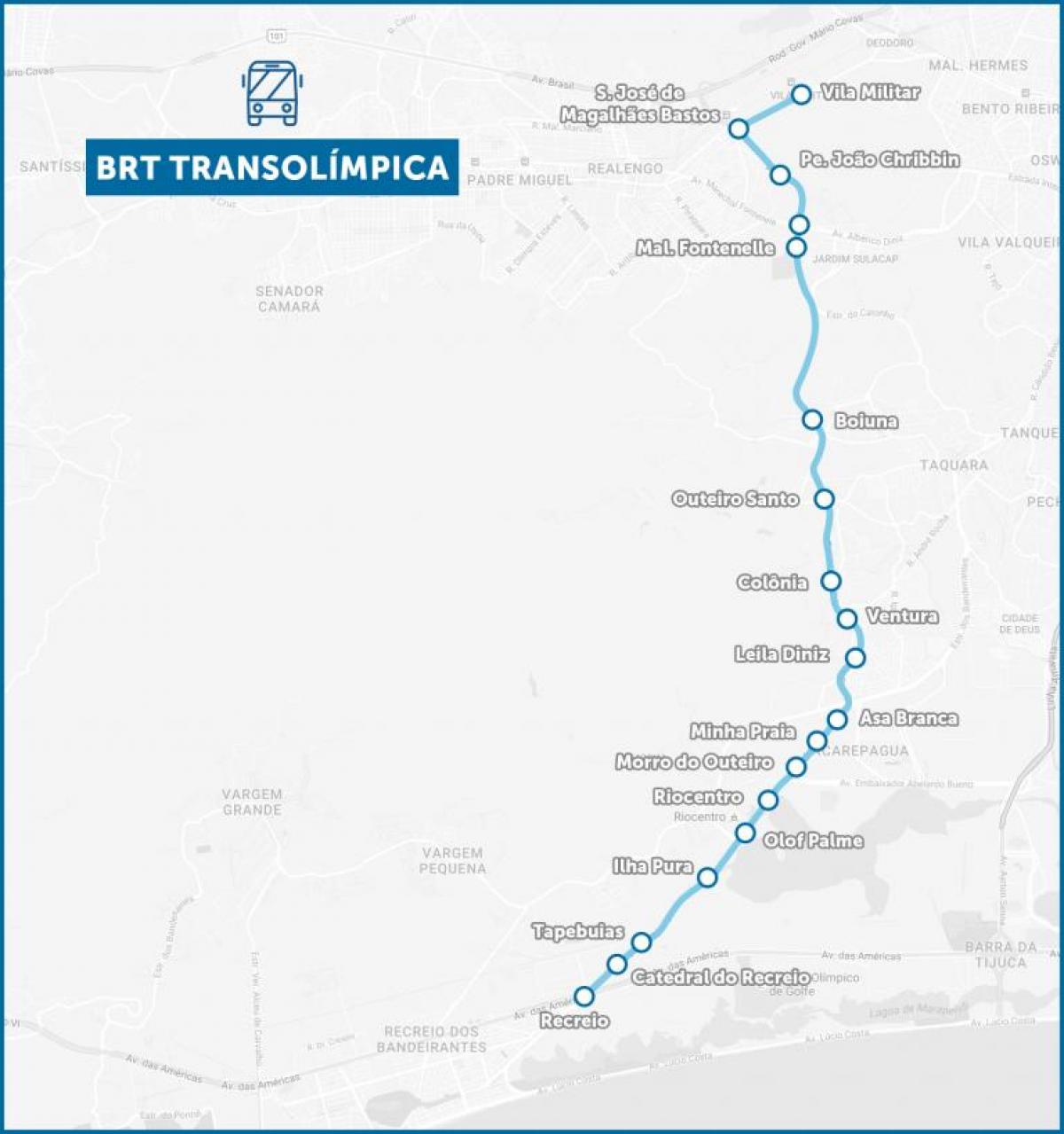 Karta över BRT TransOlimpica