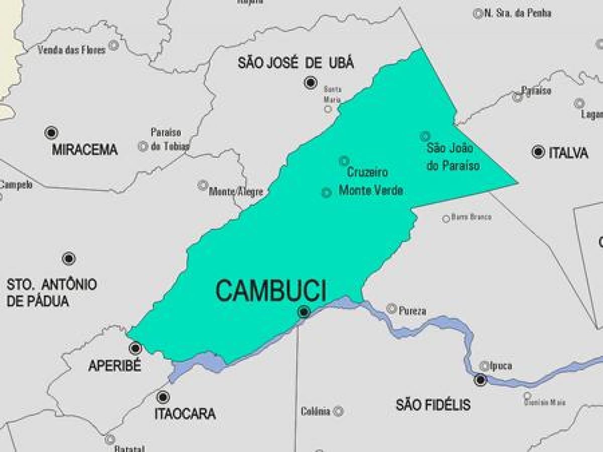 Karta över Cambuci kommun