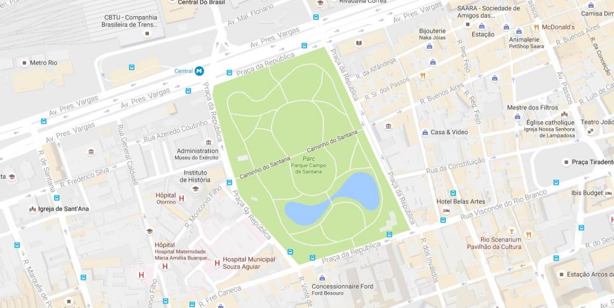 Karta över Campo de Santana park