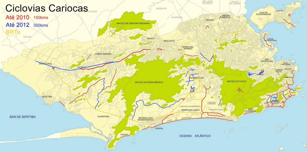 Karta över cykelleder Rio de Janeiro