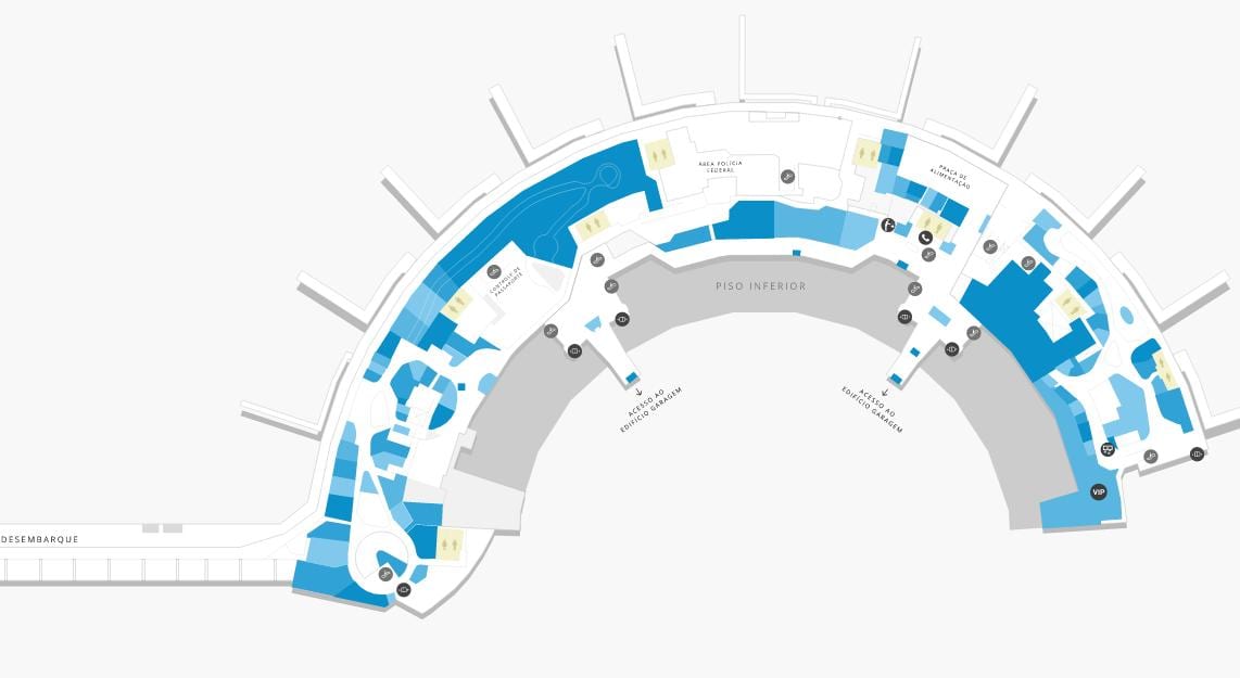 Karta över flygplatsen Galeão Terminal 2, Nivå 1