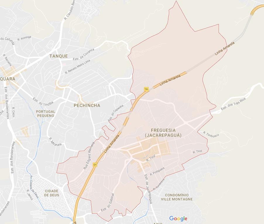 Karta över Freguesia de Jacarepaguá