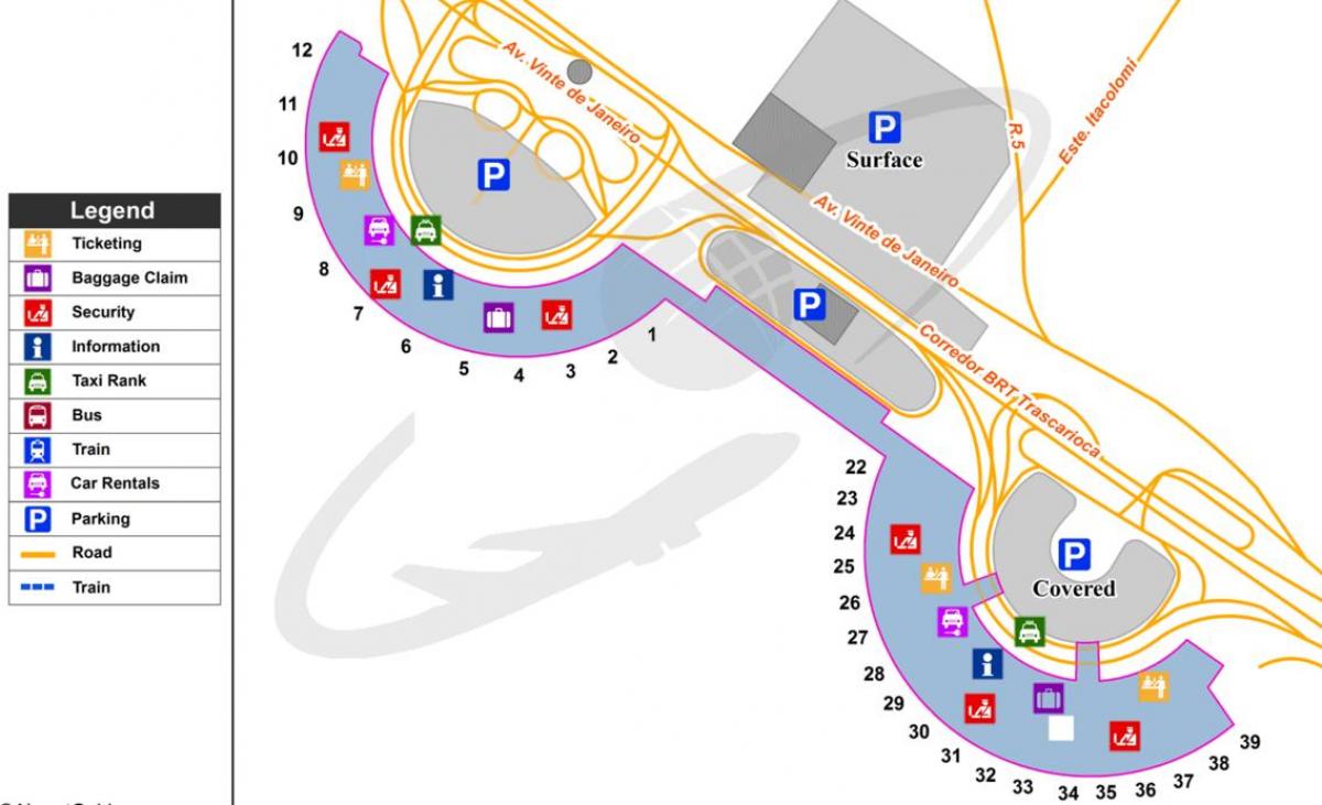 Karta över Internationella flygplats i Rio de Janeiro