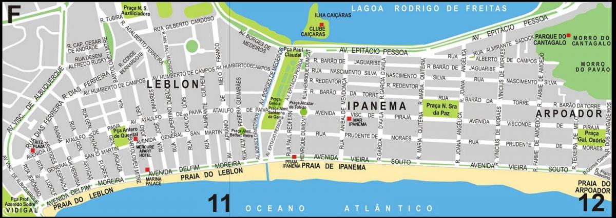 Karta över Ipanema-stranden