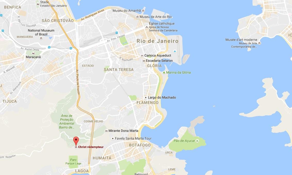 Karta över statyn Kristus Frälsaren