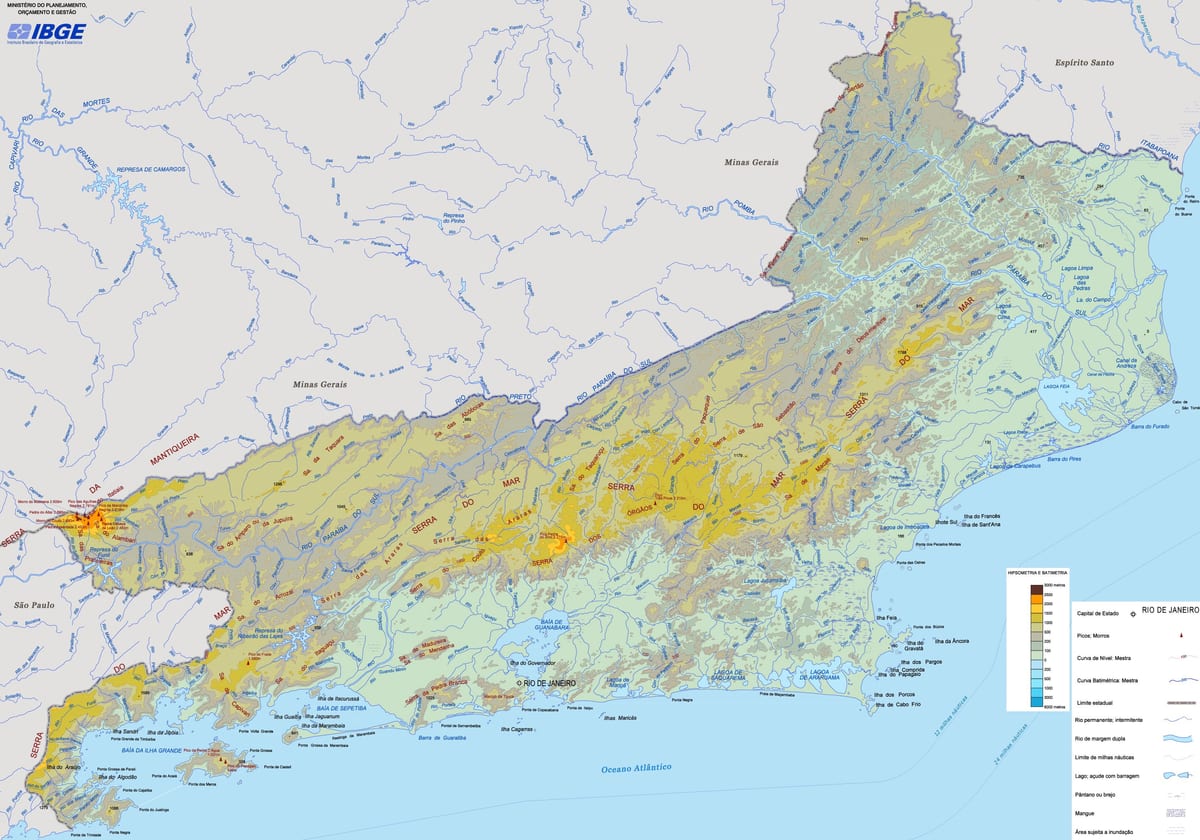 Karta av lättnad delstaten Rio de Janeiro