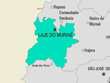 Karta över Lajes do Muriaé kommun