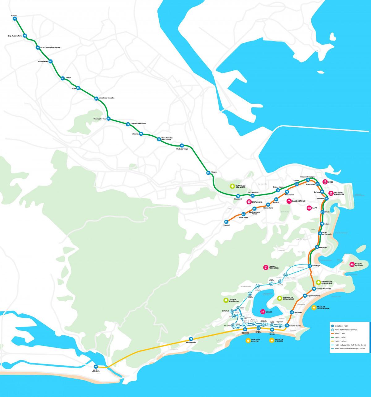 Karta över tunnelbanan Rio de Janeiro