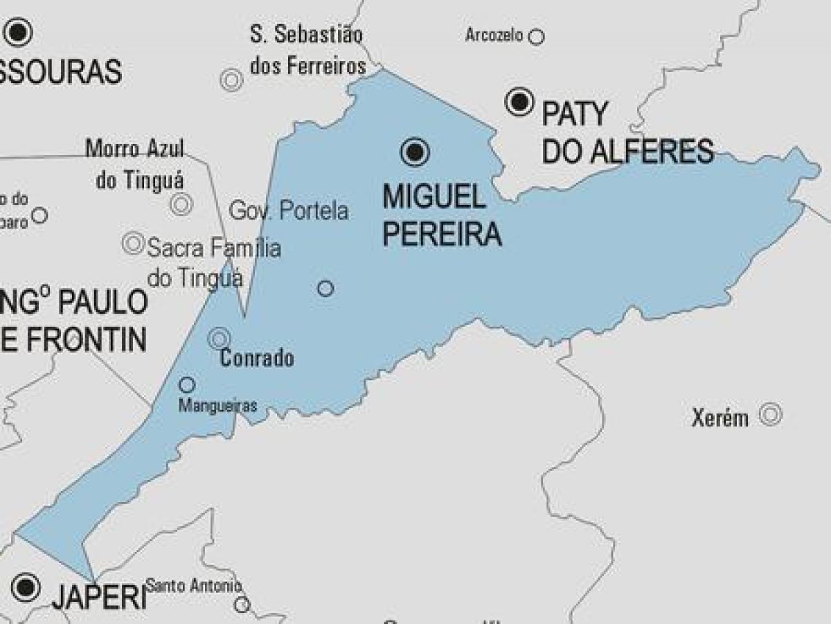 Karta över Miguel Pereira kommun