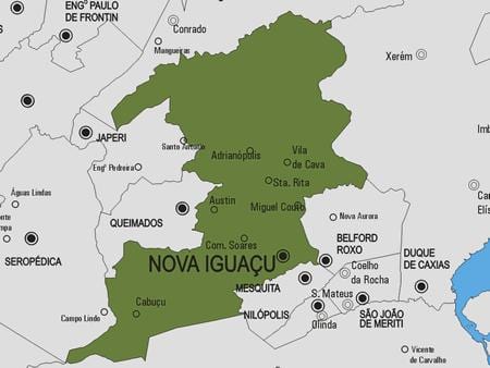 Karta över Nova Iguaçu kommun