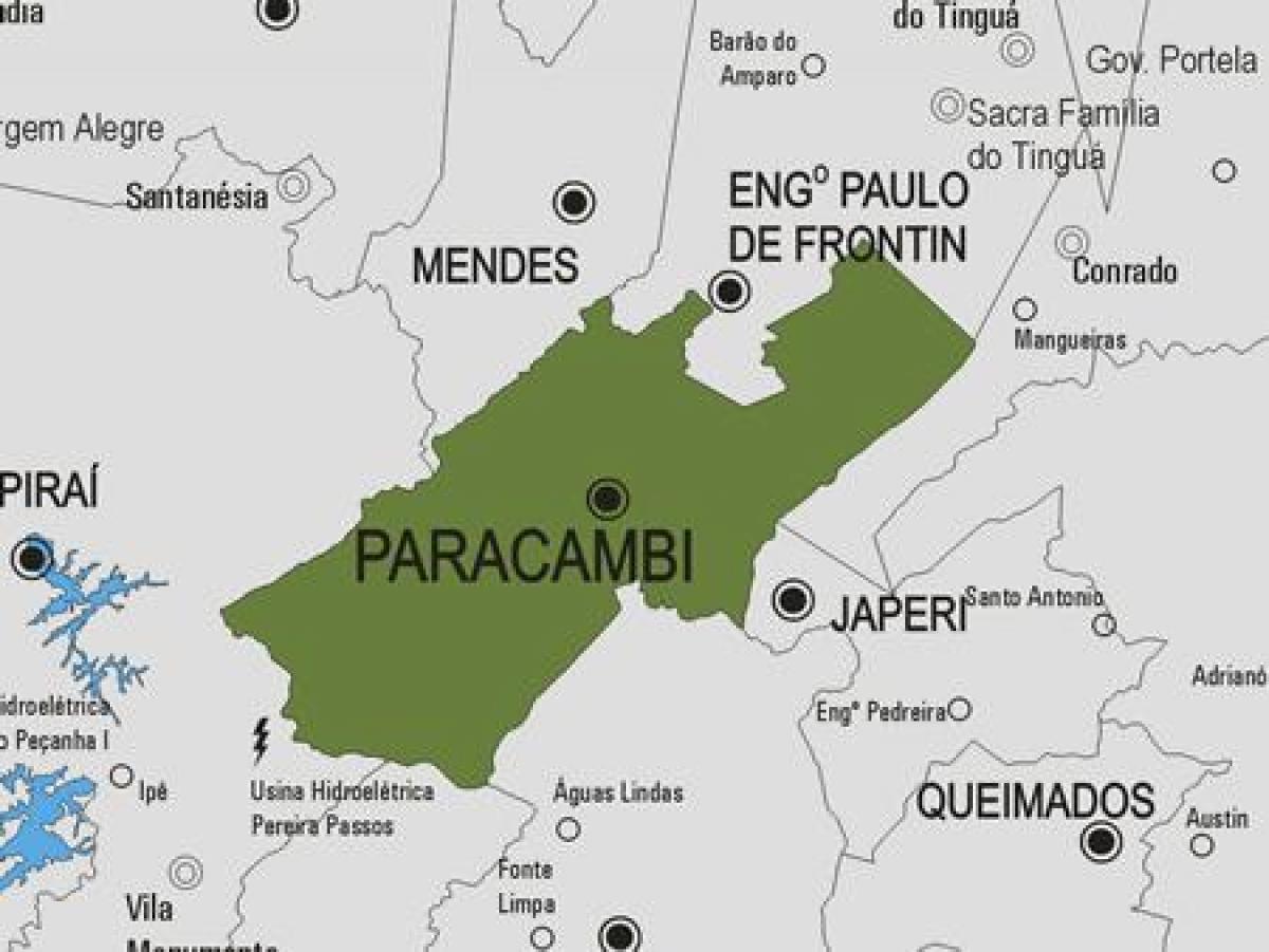 Karta över Paracambi kommun