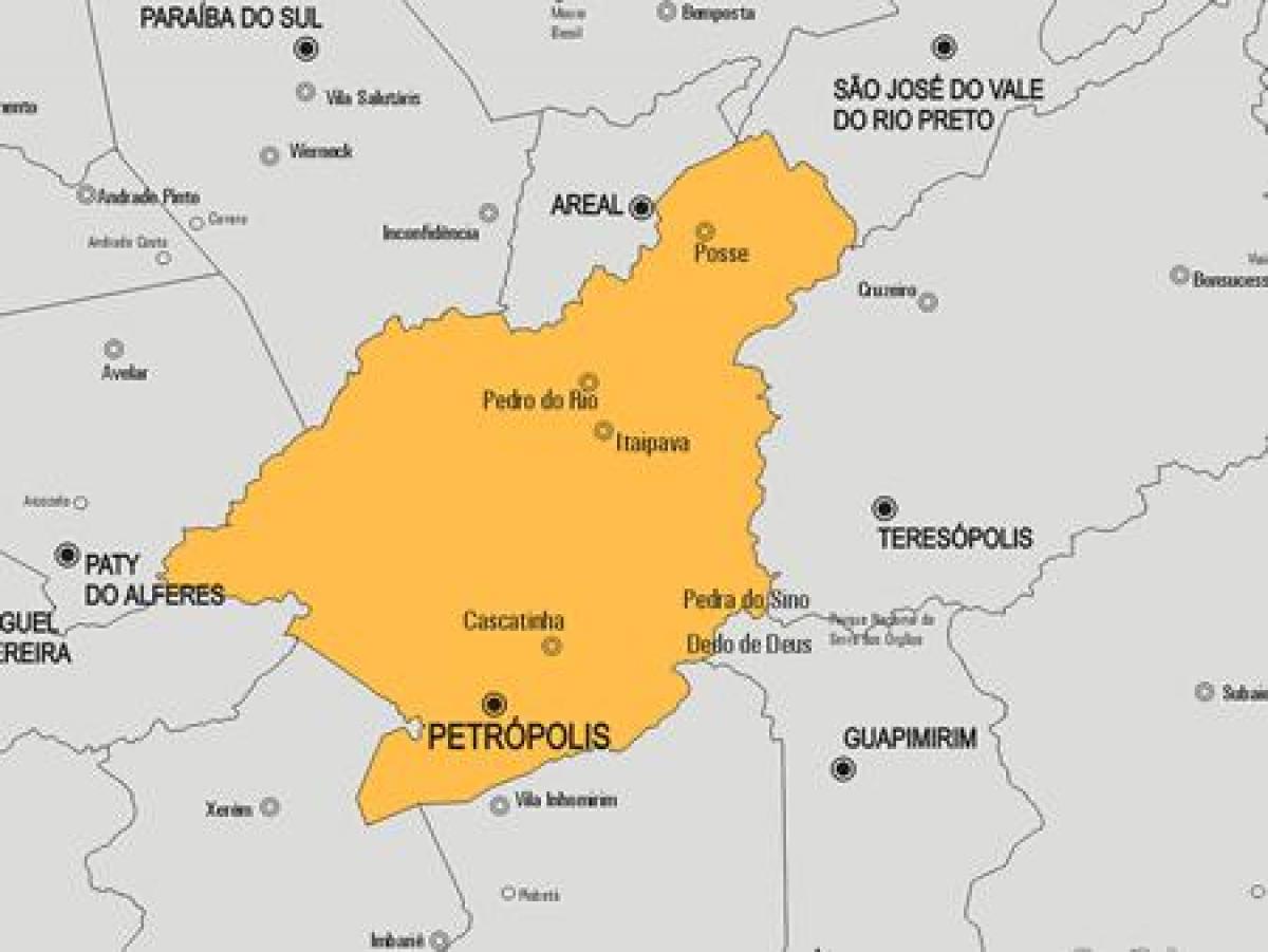 Karta över Petrópolis kommun