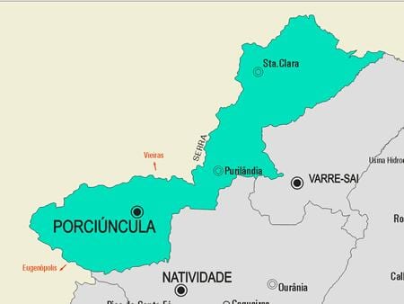 Karta över Porciúncula kommun