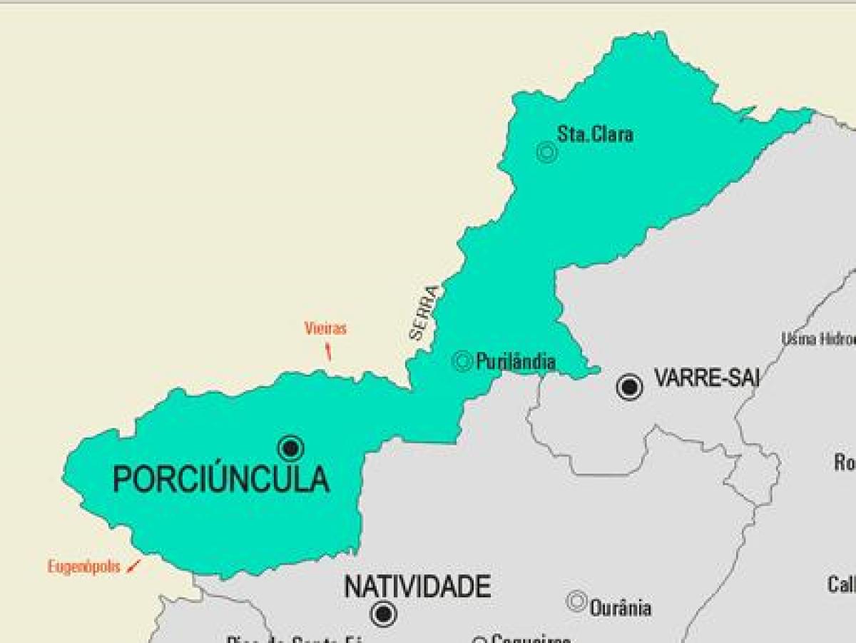 Karta över Porciúncula kommun