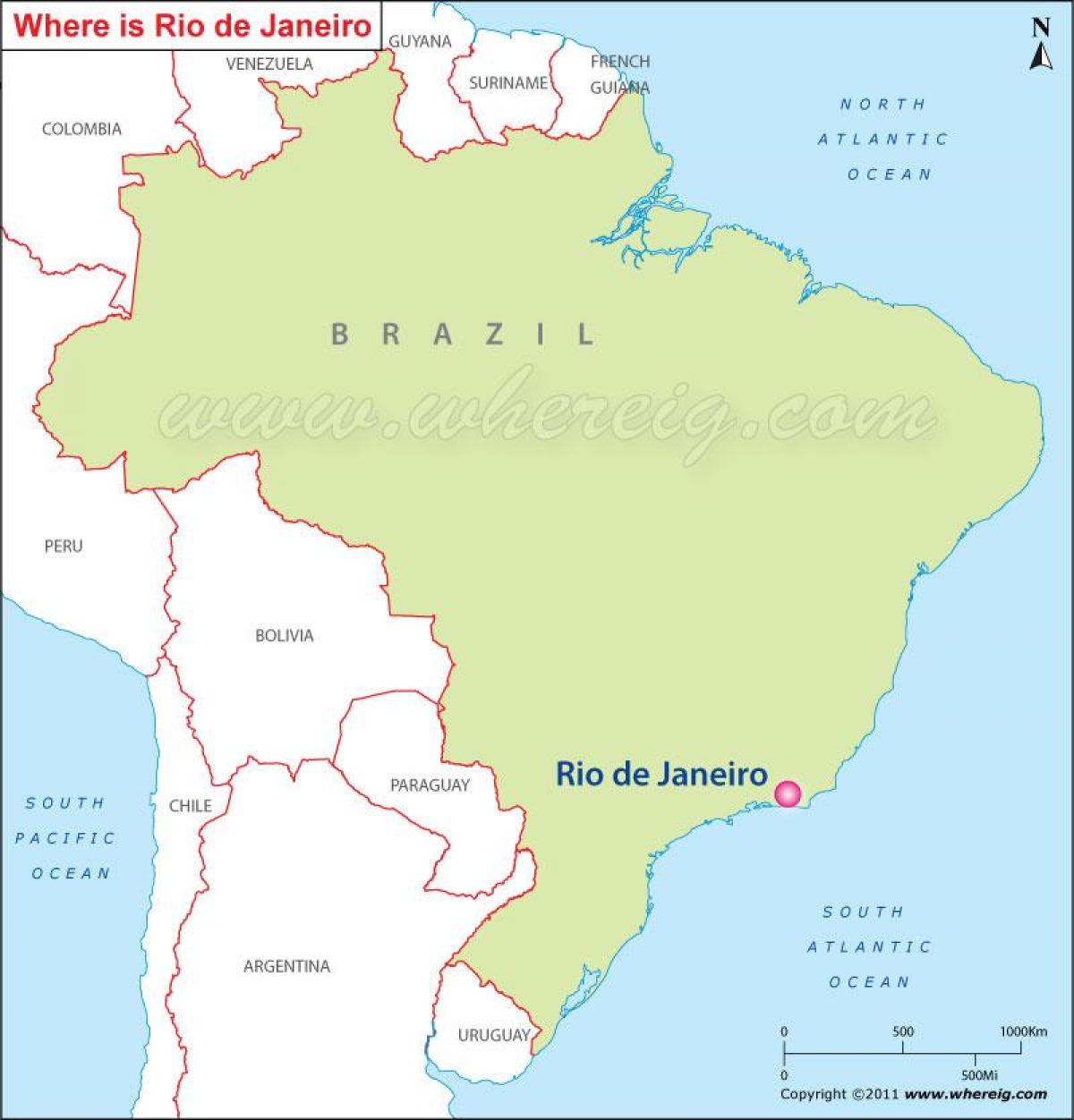 Karta över Rio de Janeiro i Brasilien