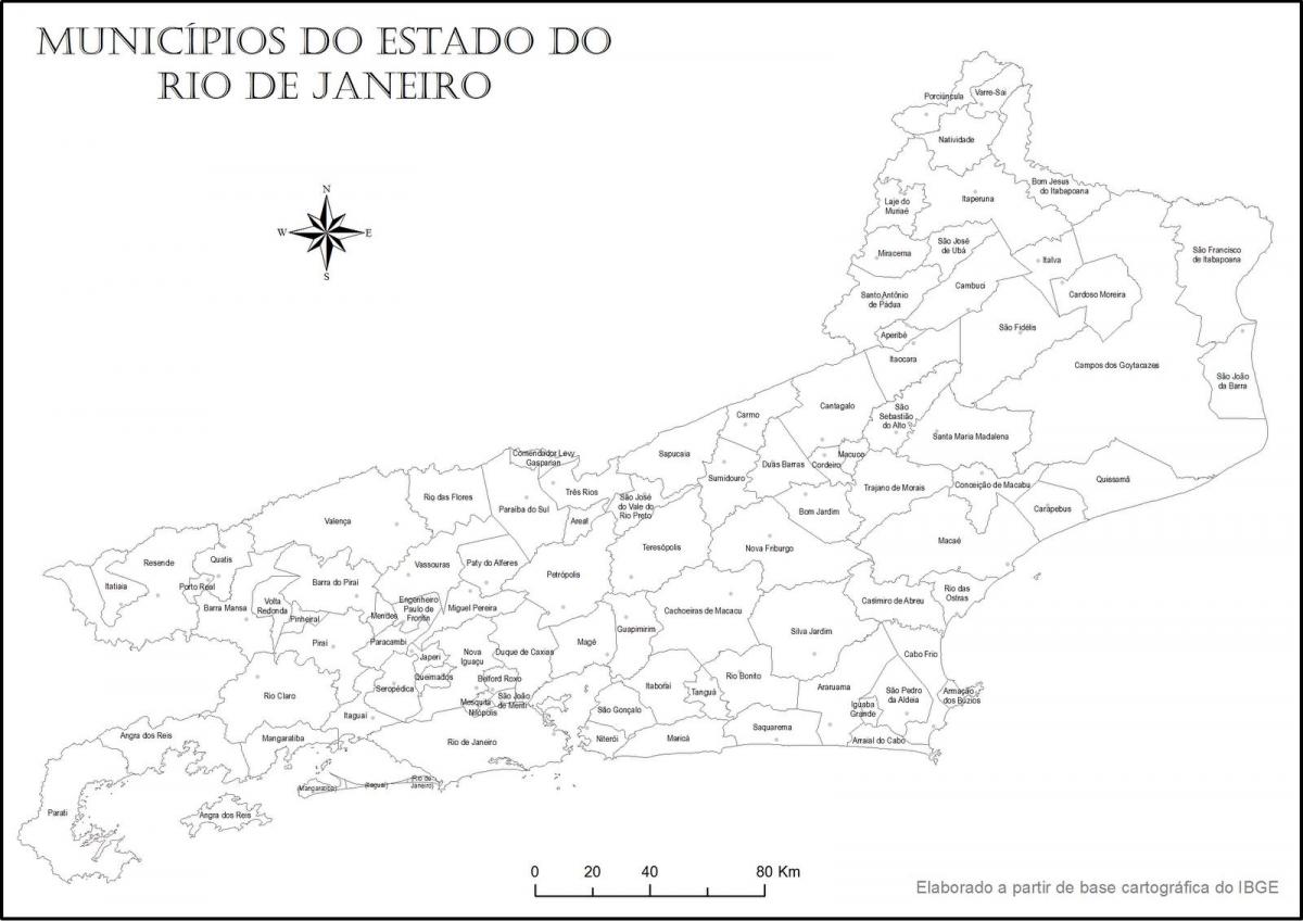 Karta över Rio de Janeiro svart och vit