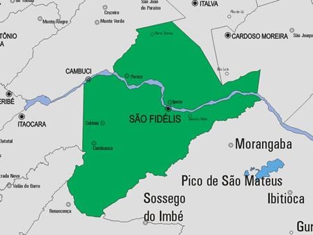Karta över São Francisco de Itabapoana kommun