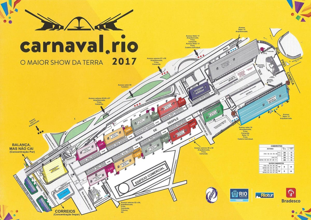 Karta över Sambodrome Marquês de Sapucaí