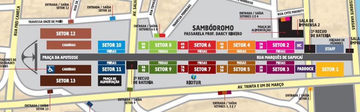 Karta över Sambódromo