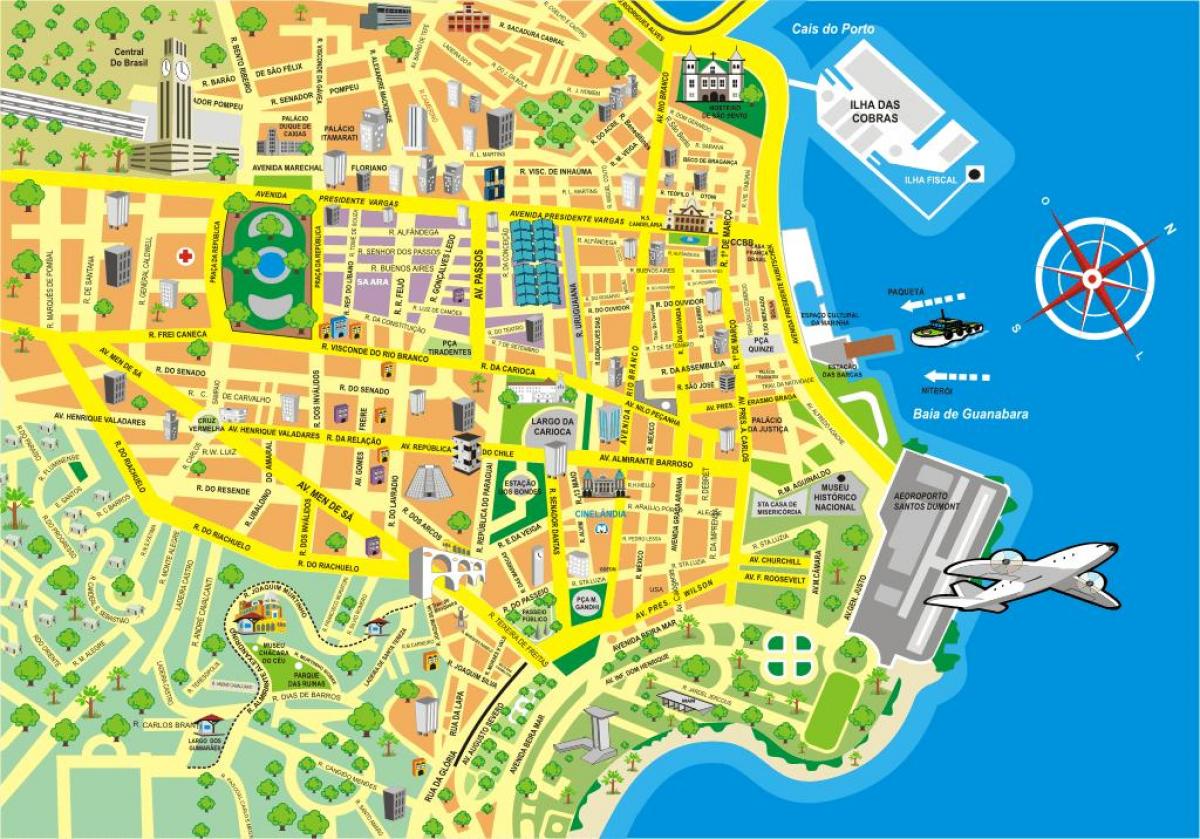 Karta över sevärdheter Rio de Janeiro