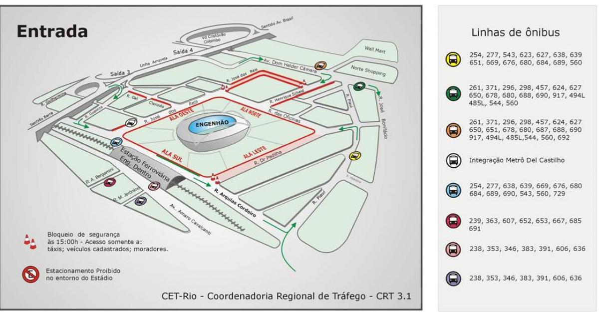 Karta över stadion Engenhão transporter