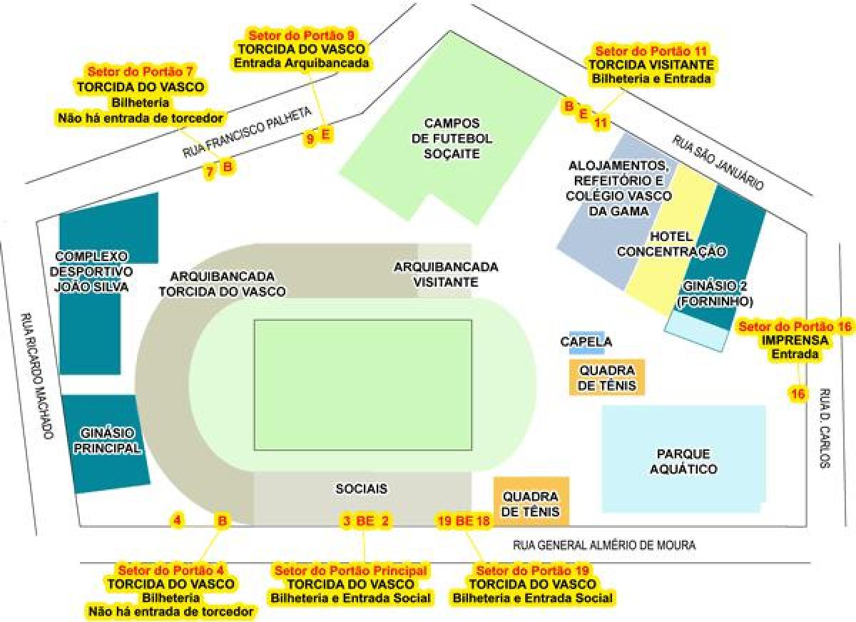 Karta över stadion São Januário
