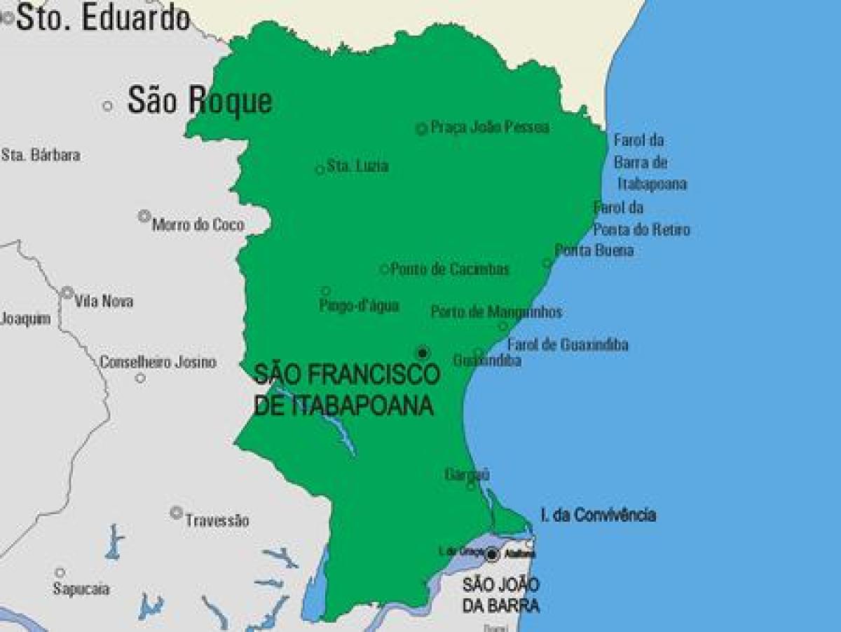 Karta över São Fidélis kommun