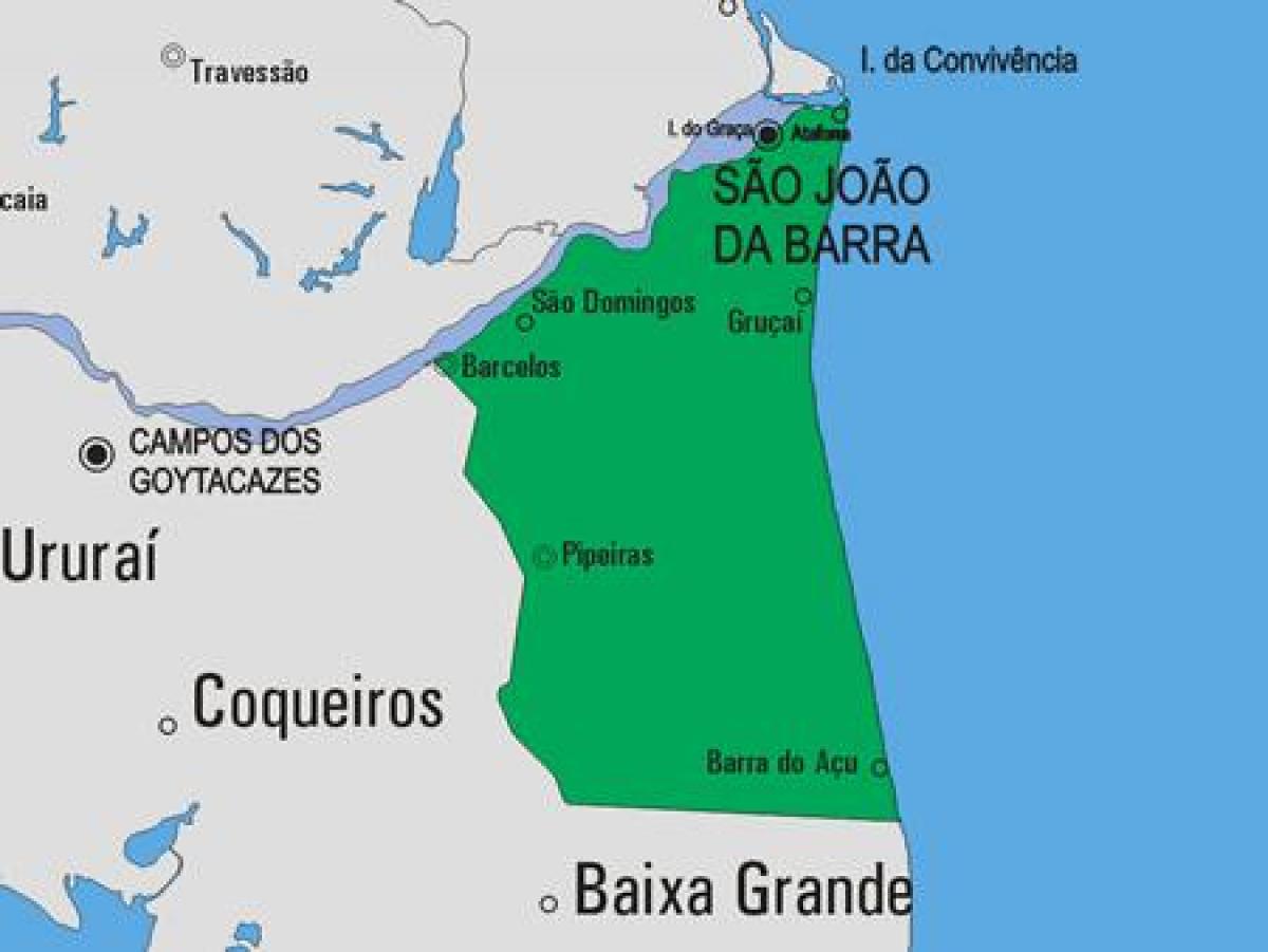 Karta över São João da Barra kommun
