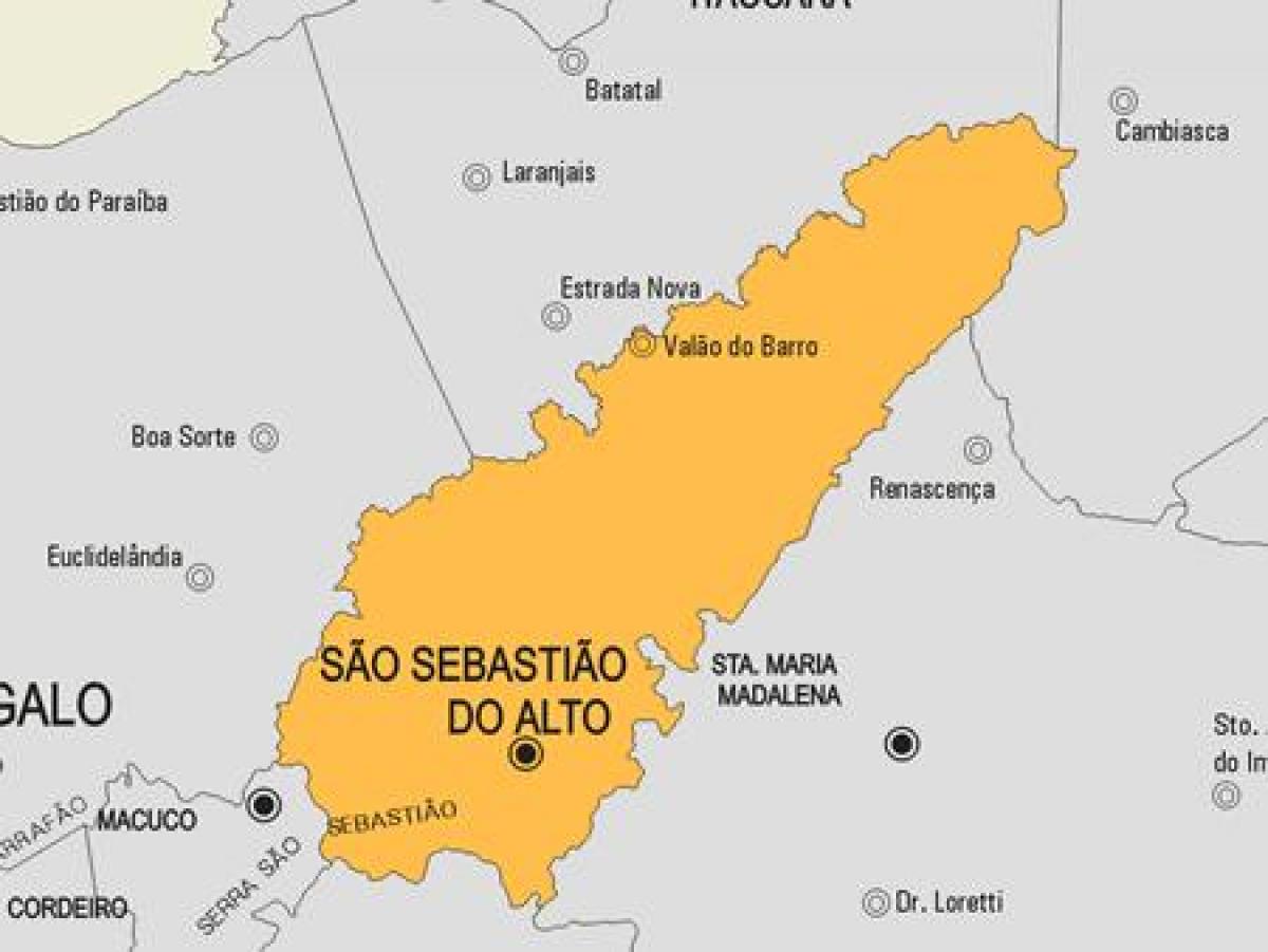 Karta över São Sebastião do Alto kommun