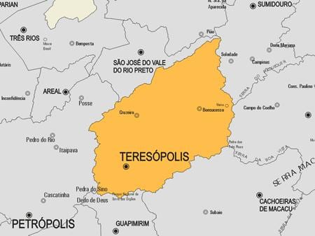 Karta över Teresópolis kommun