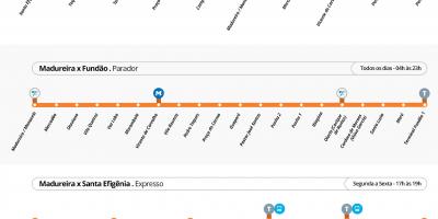 Karta över BRT TransCarioca - Stationer