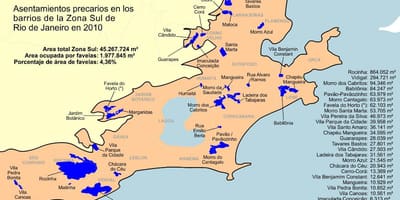 Karta över favelor Södra delen av Rio de Janeiro