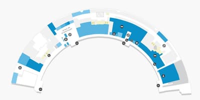 Karta över flygplatsen Galeão Terminal 1 Nivå 2