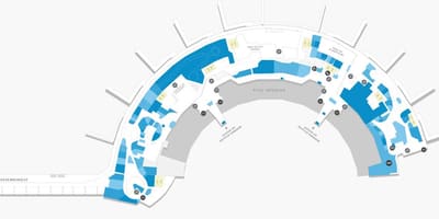 Karta över flygplatsen Galeão Terminal 2, Nivå 1