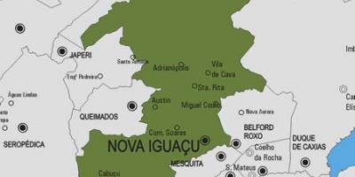 Karta över Nova Iguaçu kommun