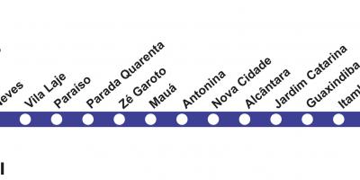 Karta över Rio de Janeiro metro - Linje 3 (blå)