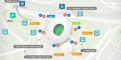 Karta över stadion Maracanã accès